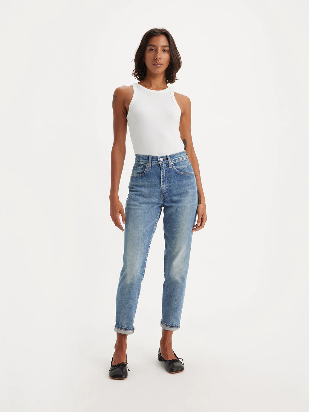 Women's Blue Loose Fit High Rise Boyfriend Jeans