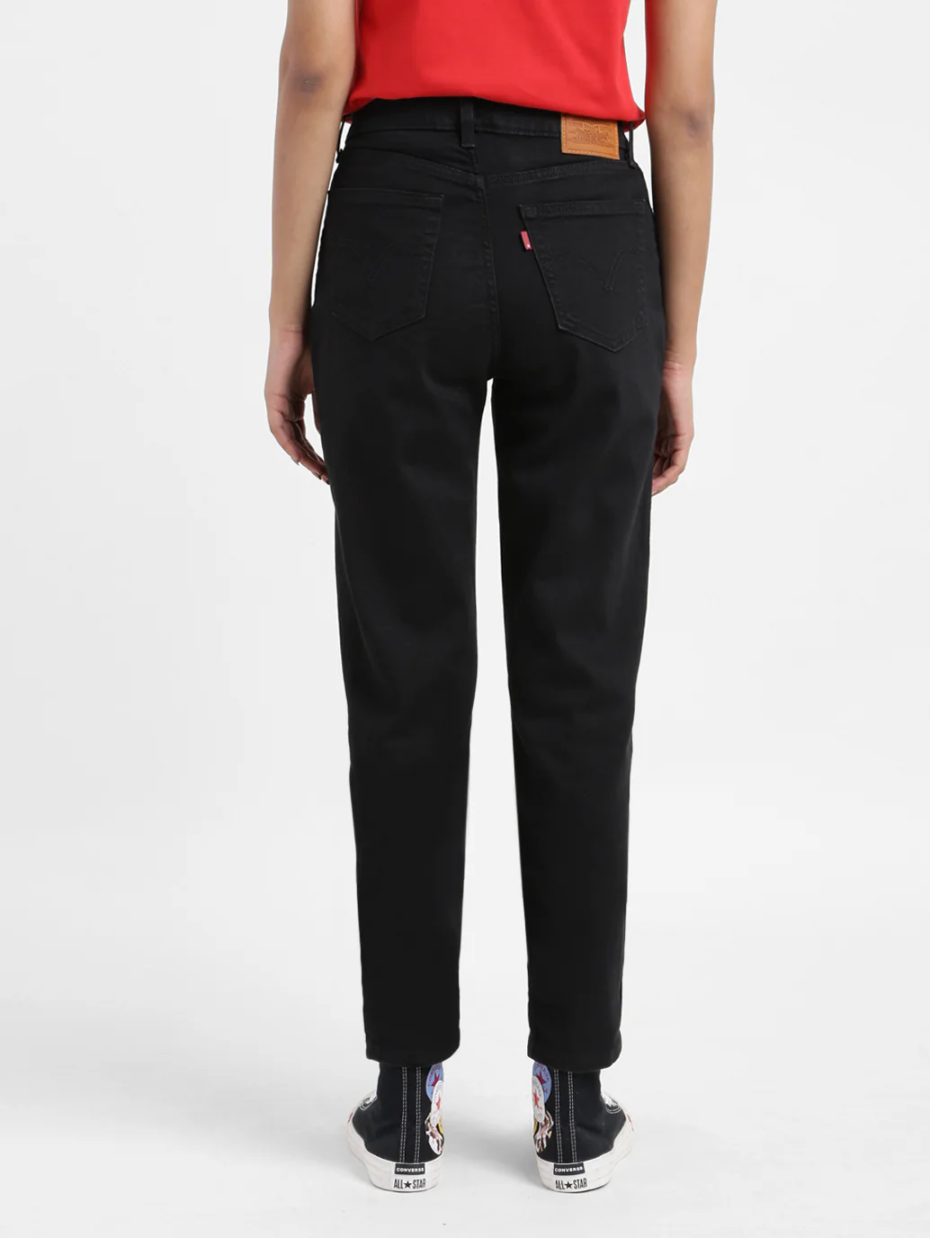 Women's Black Loose Fit High Rise Boyfriend Jeans - Image 3