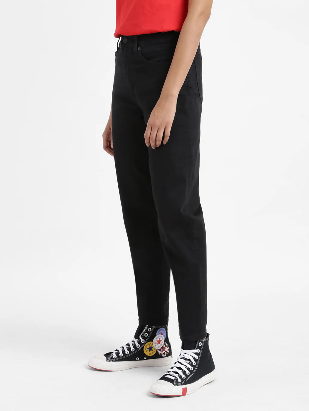 Women's Black Loose Fit High Rise Boyfriend Jeans - Image 5