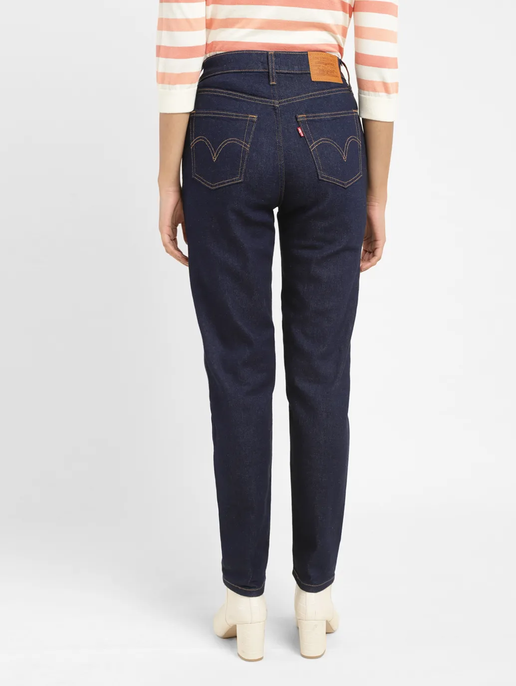Women's Navy Blue Loose Fit High Rise Boyfriend Jeans - Image 3