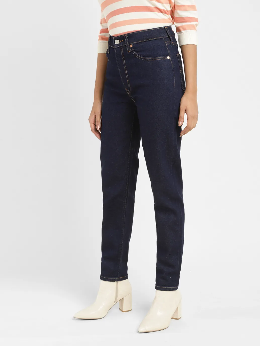 Women's Navy Blue Loose Fit High Rise Boyfriend Jeans - Image 5