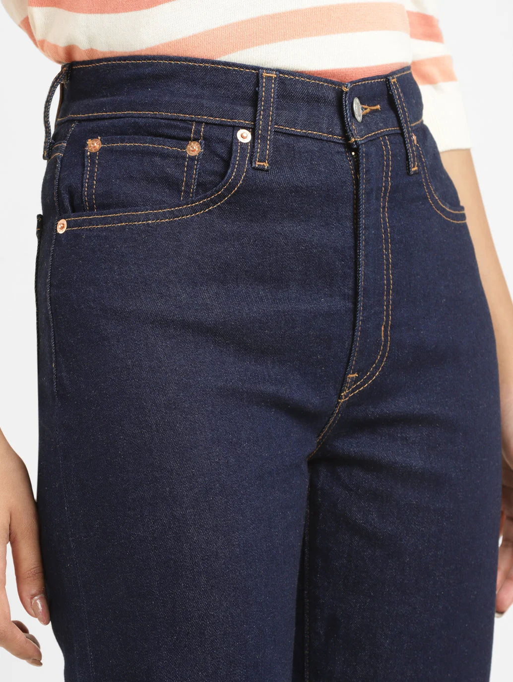 Women's Navy Blue Loose Fit High Rise Boyfriend Jeans - Image 7