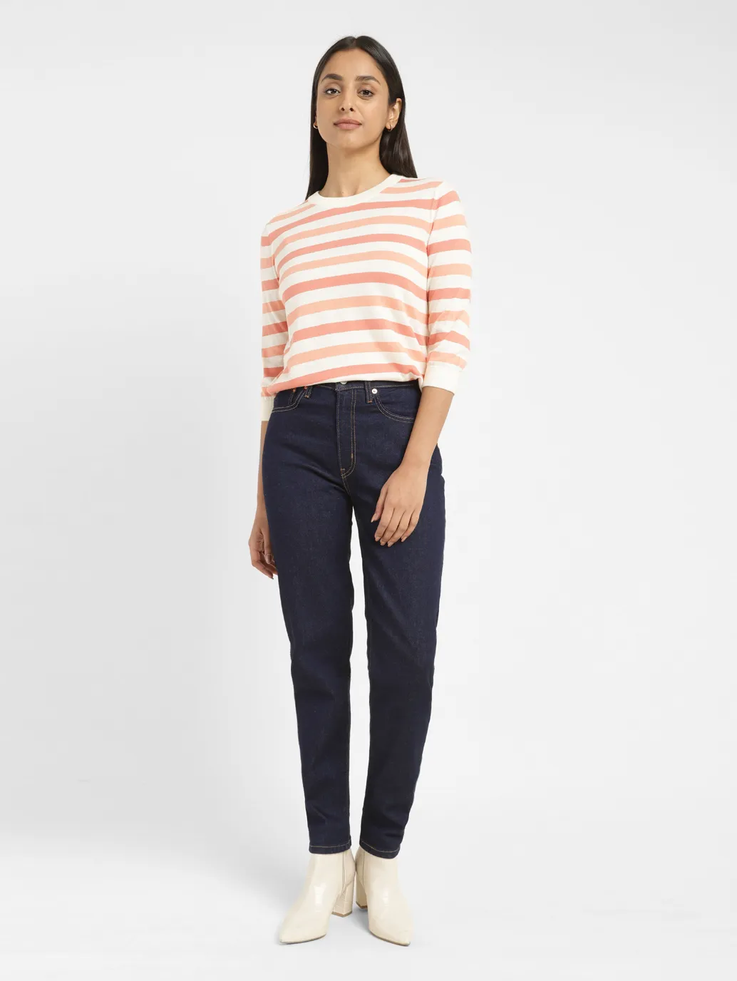 Women's Navy Blue Loose Fit High Rise Boyfriend Jeans - Image 8