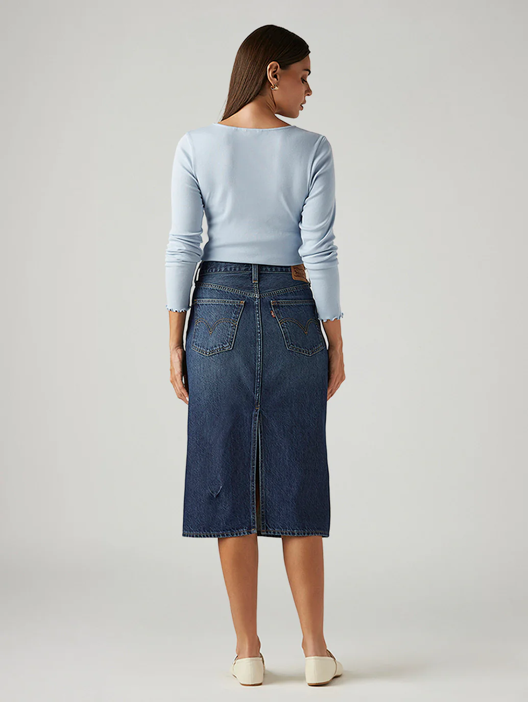 Women's Dark Blue Regular Fit High Rise Skirt - Image 3