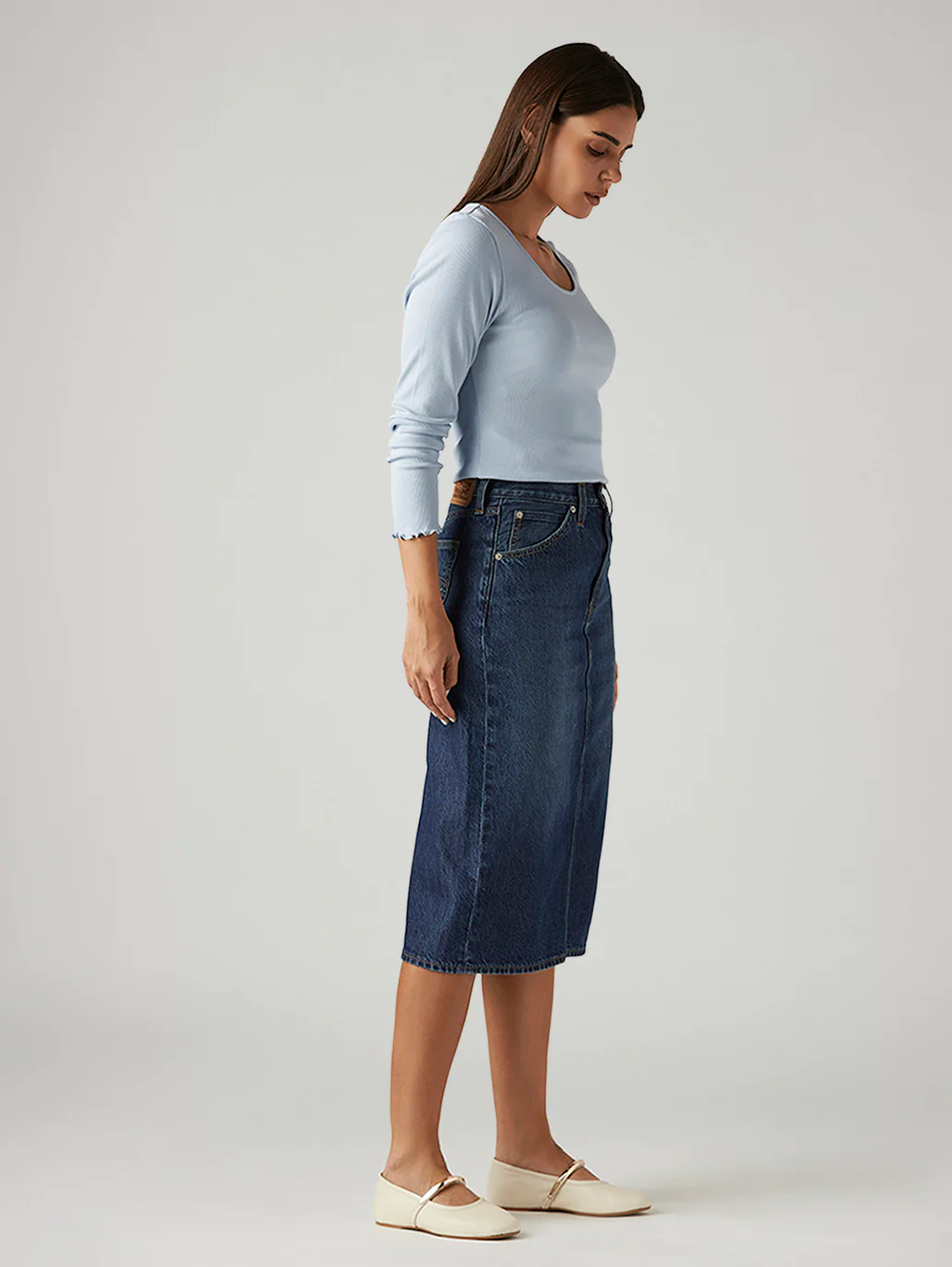 Women's Dark Blue Regular Fit High Rise Skirt - Image 5