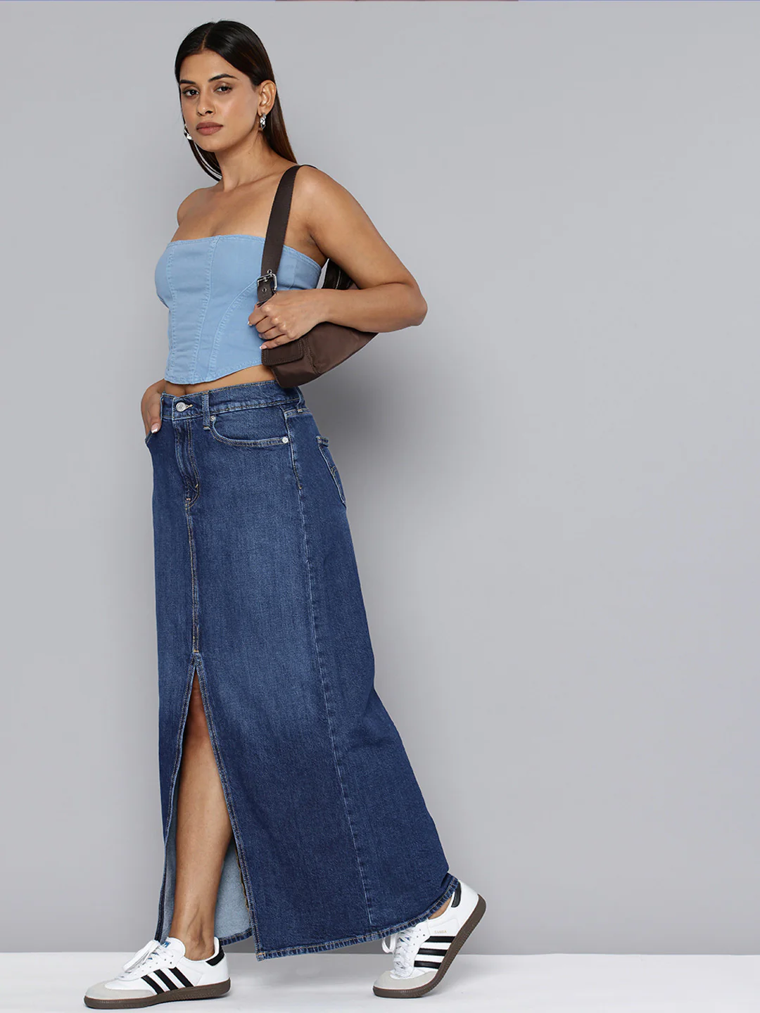 Women's High Rise Dark Blue Slim Fit Skirt - Image 2
