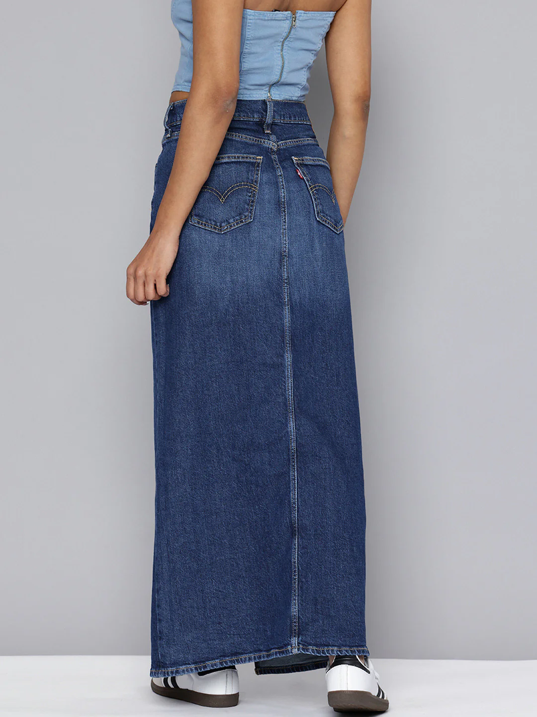 Women's High Rise Dark Blue Slim Fit Skirt - Image 4