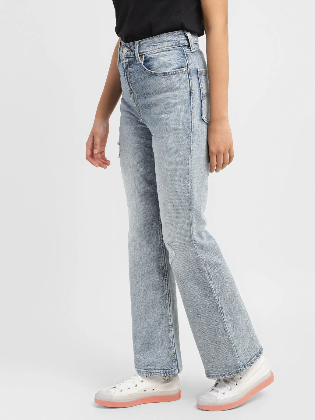 Women's 70s Blue Flared Fit High Rise Jeans - Image 3