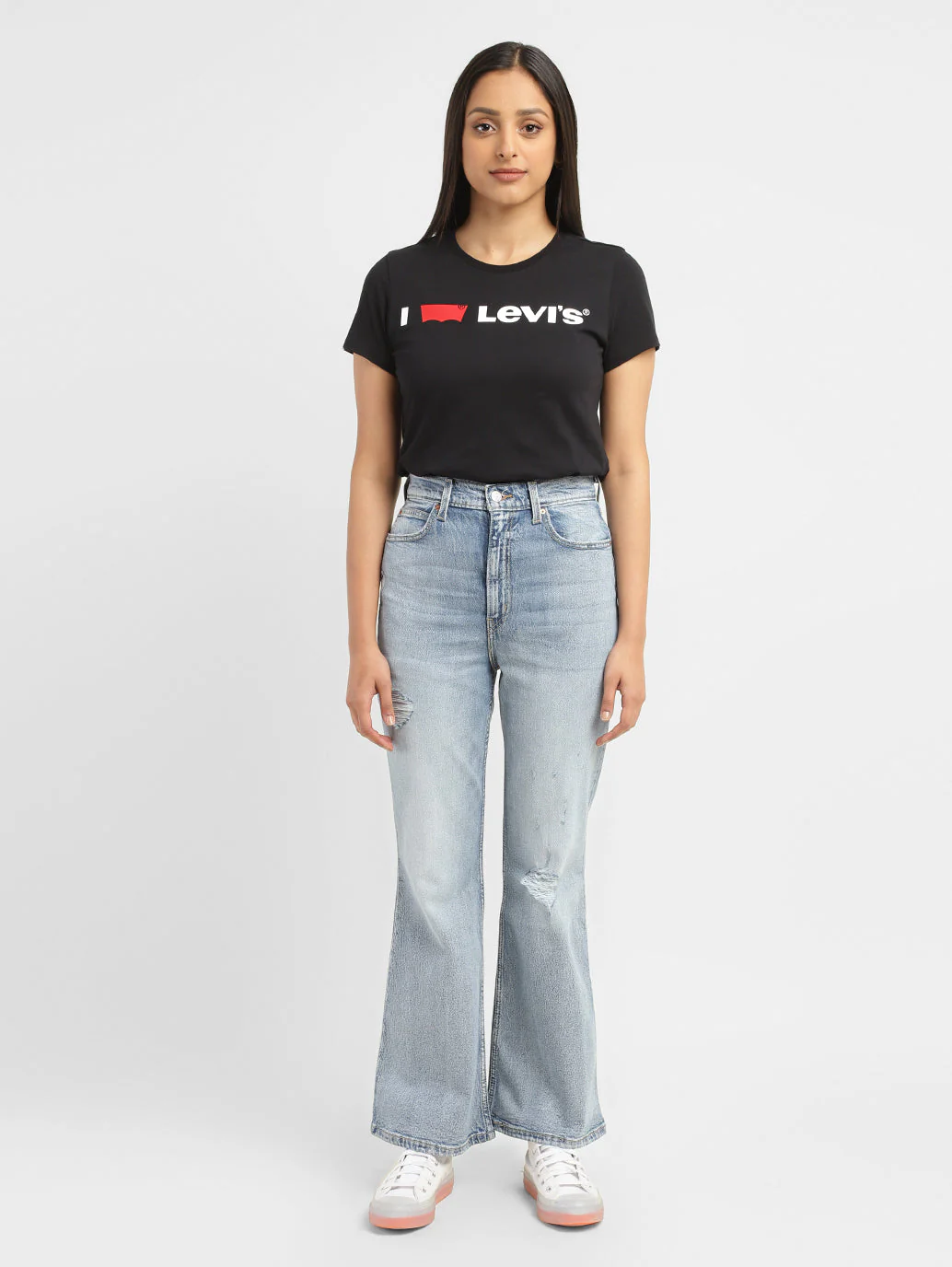 Women's 70s Blue Flared Fit High Rise Jeans - Image 5
