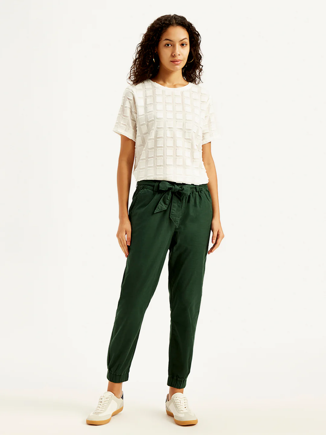 Women's High Rise Green Regular Fit Joggers