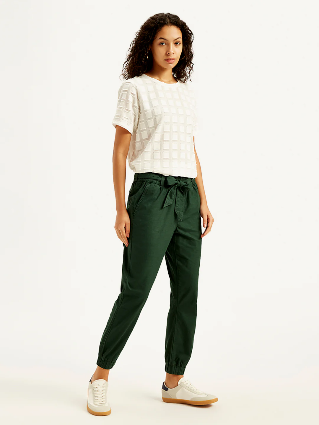 Women's High Rise Green Regular Fit Joggers - Image 3