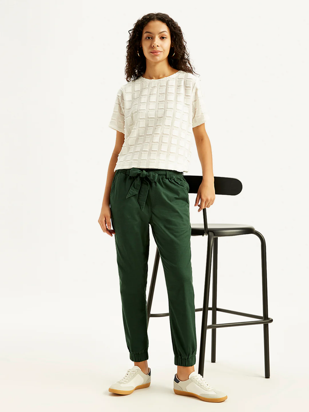 Women's High Rise Green Regular Fit Joggers - Image 5