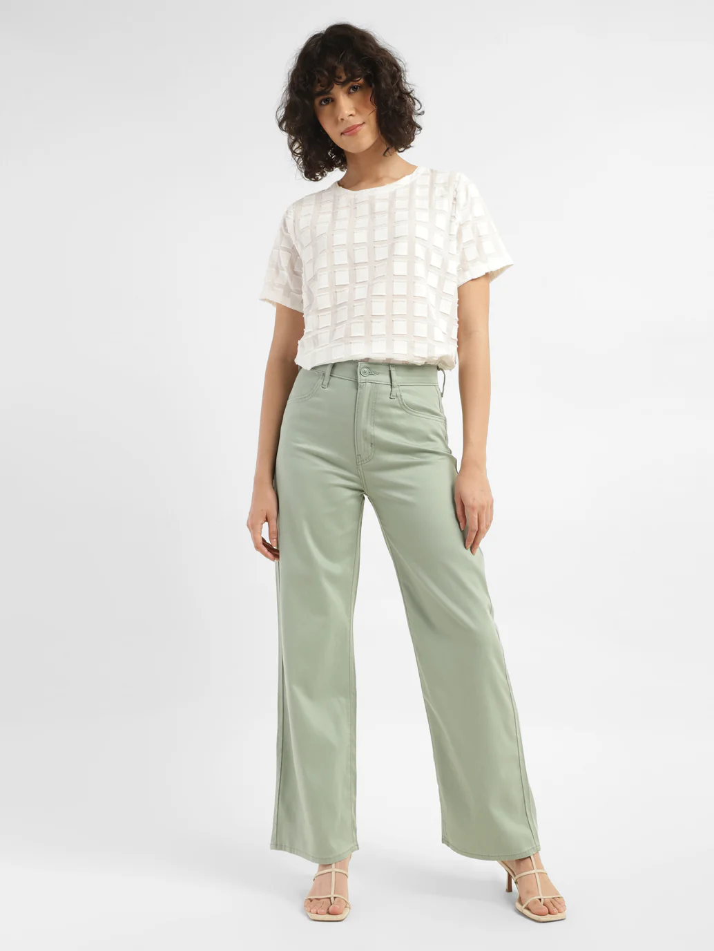 Women's Green Mile High Wide Leg Fit High Rise Jeans - Image 6