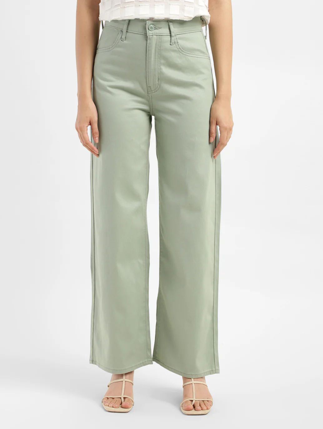 Women's Green Mile High Wide Leg Fit High Rise Jeans - Image 7