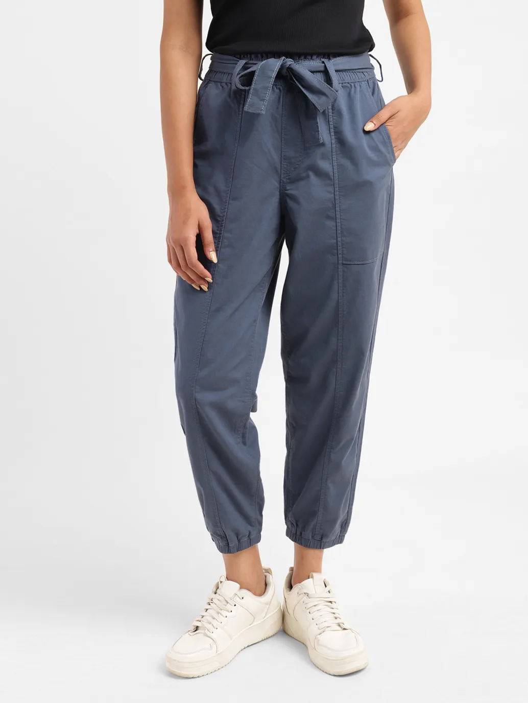Women's High Rise Indigo Regular Fit Joggers - Image 2