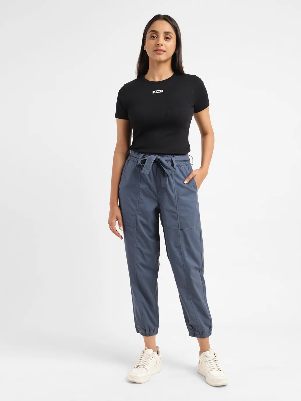 Women's High Rise Indigo Regular Fit Joggers - Image 7
