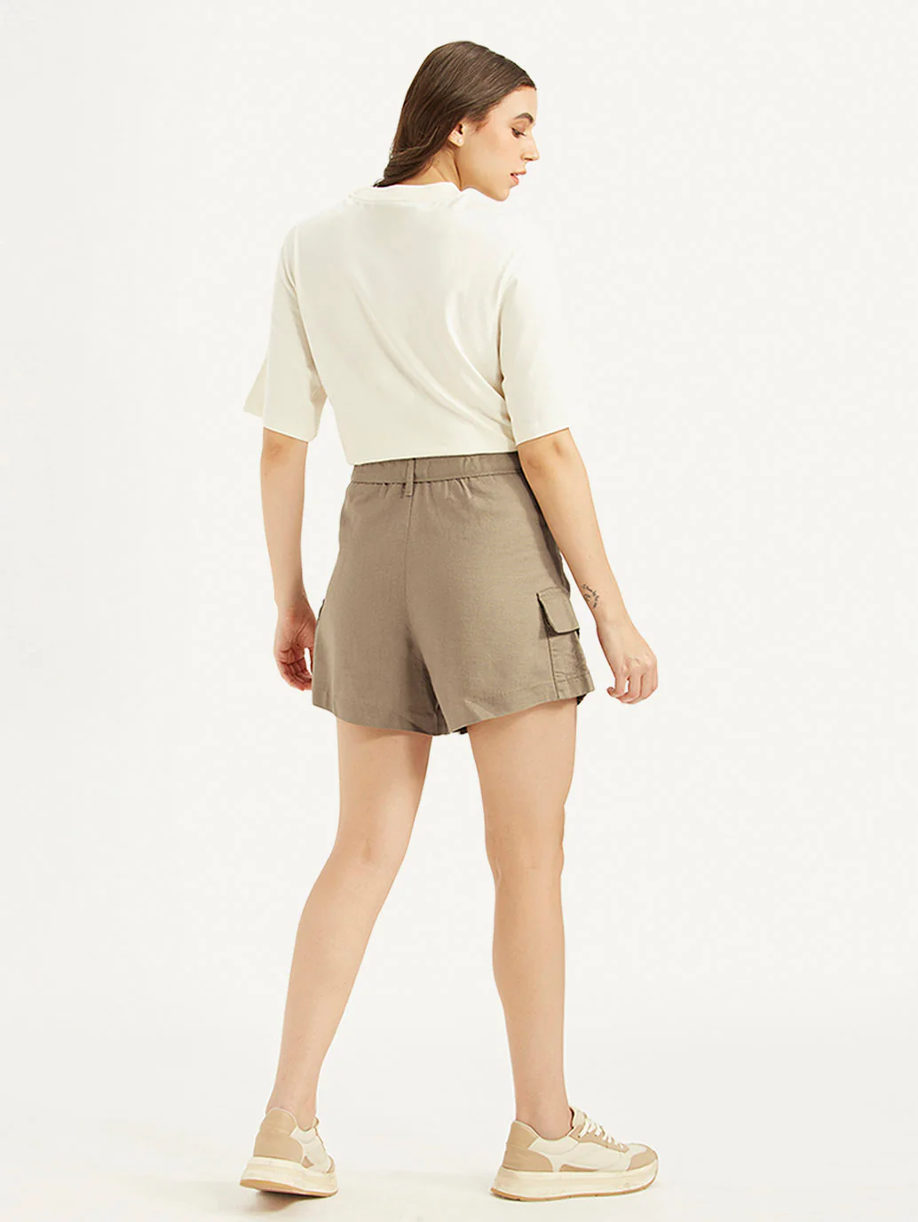 Women's High Rise Khaki Relaxed Fit Shorts - Image 2