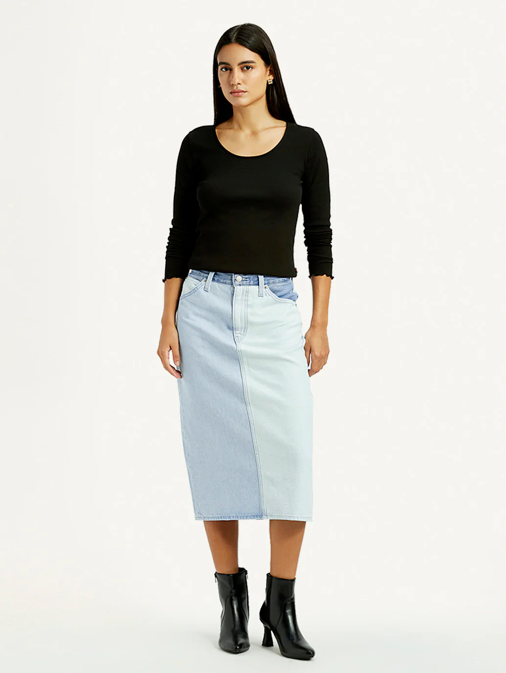 Women's Light Blue Regular Fit High Rise Skirt - Image 2