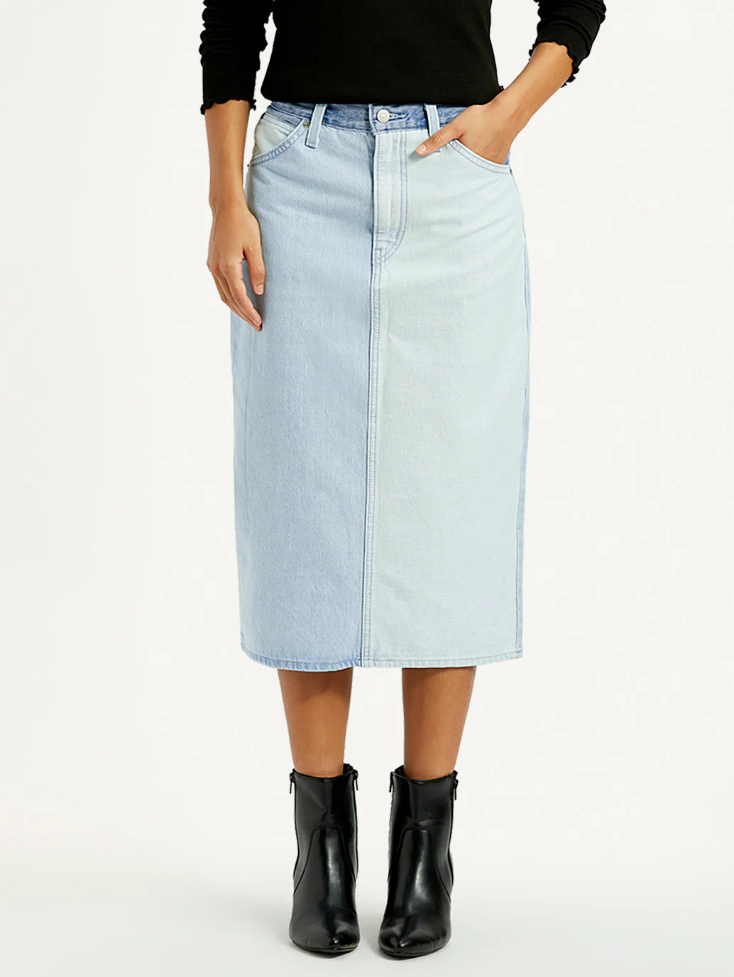 Women's Light Blue Regular Fit High Rise Skirt - Image 3
