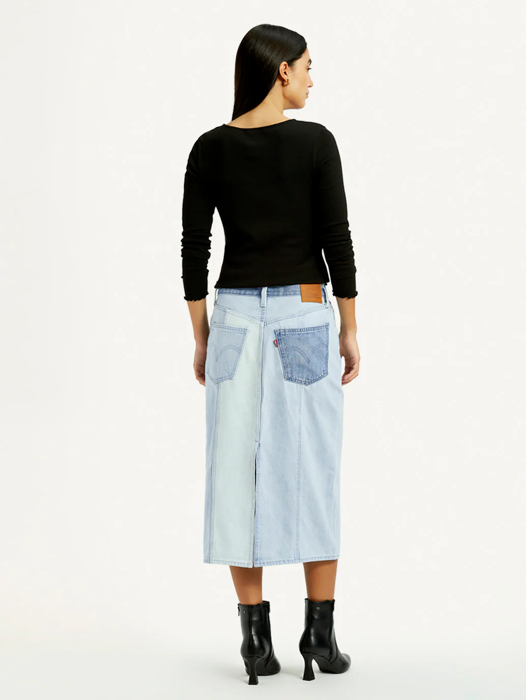 Women's Light Blue Regular Fit High Rise Skirt - Image 4