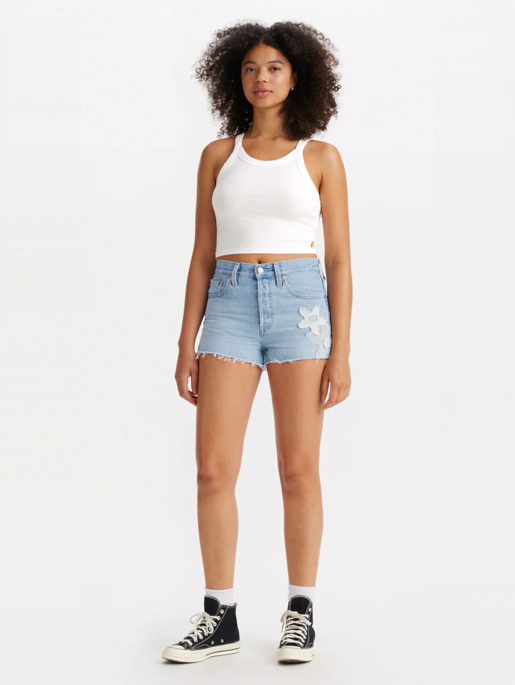 Women's High Rise Light Blue Shorts - Image 2