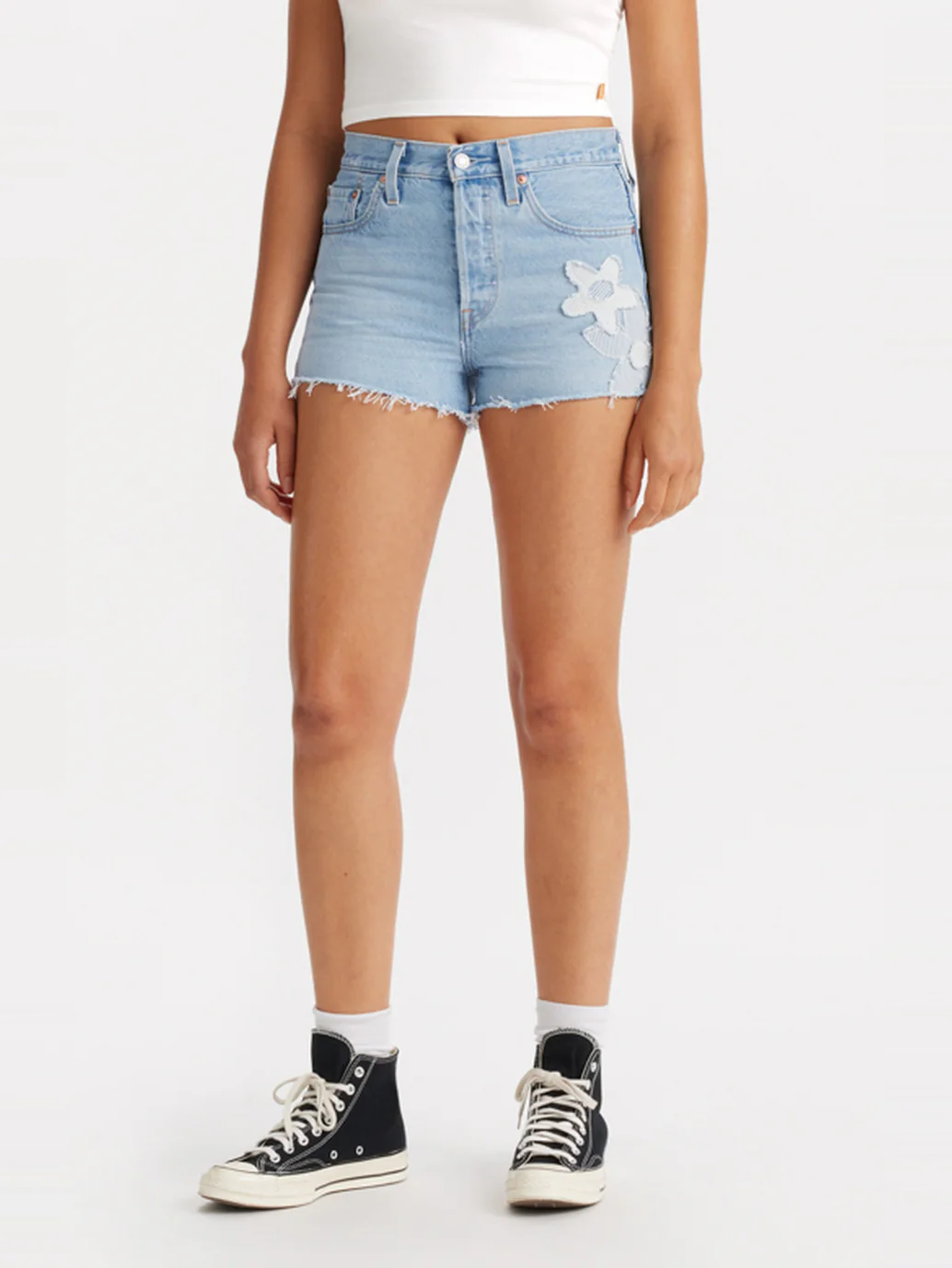 Women's High Rise Light Blue Shorts - Image 3