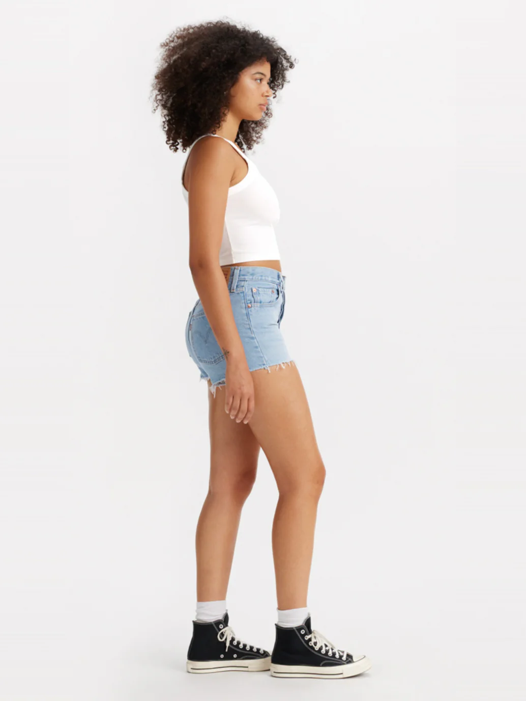 Women's High Rise Light Blue Shorts - Image 4