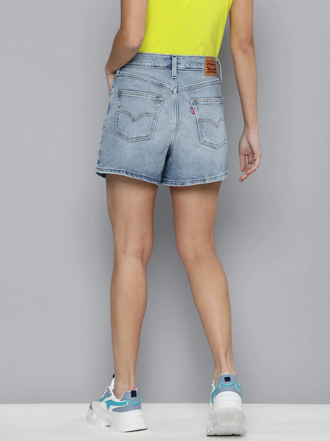 Women's High Rise Light Indigo Regular Fit Denim Shorts - Image 2