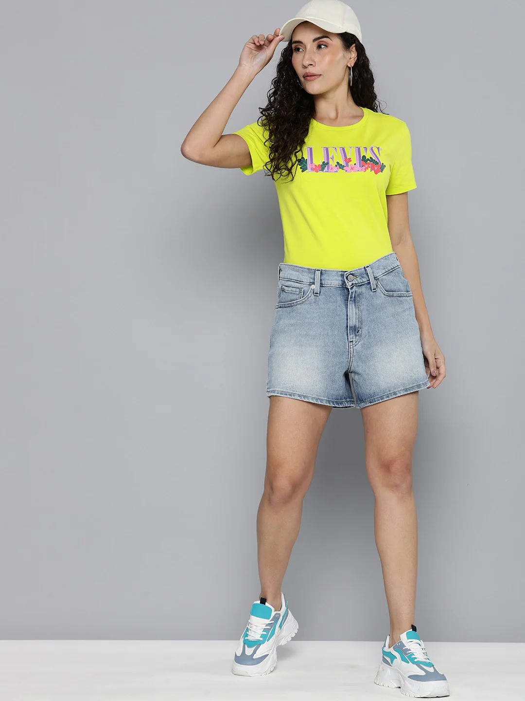 Women's High Rise Light Indigo Regular Fit Denim Shorts - Image 5
