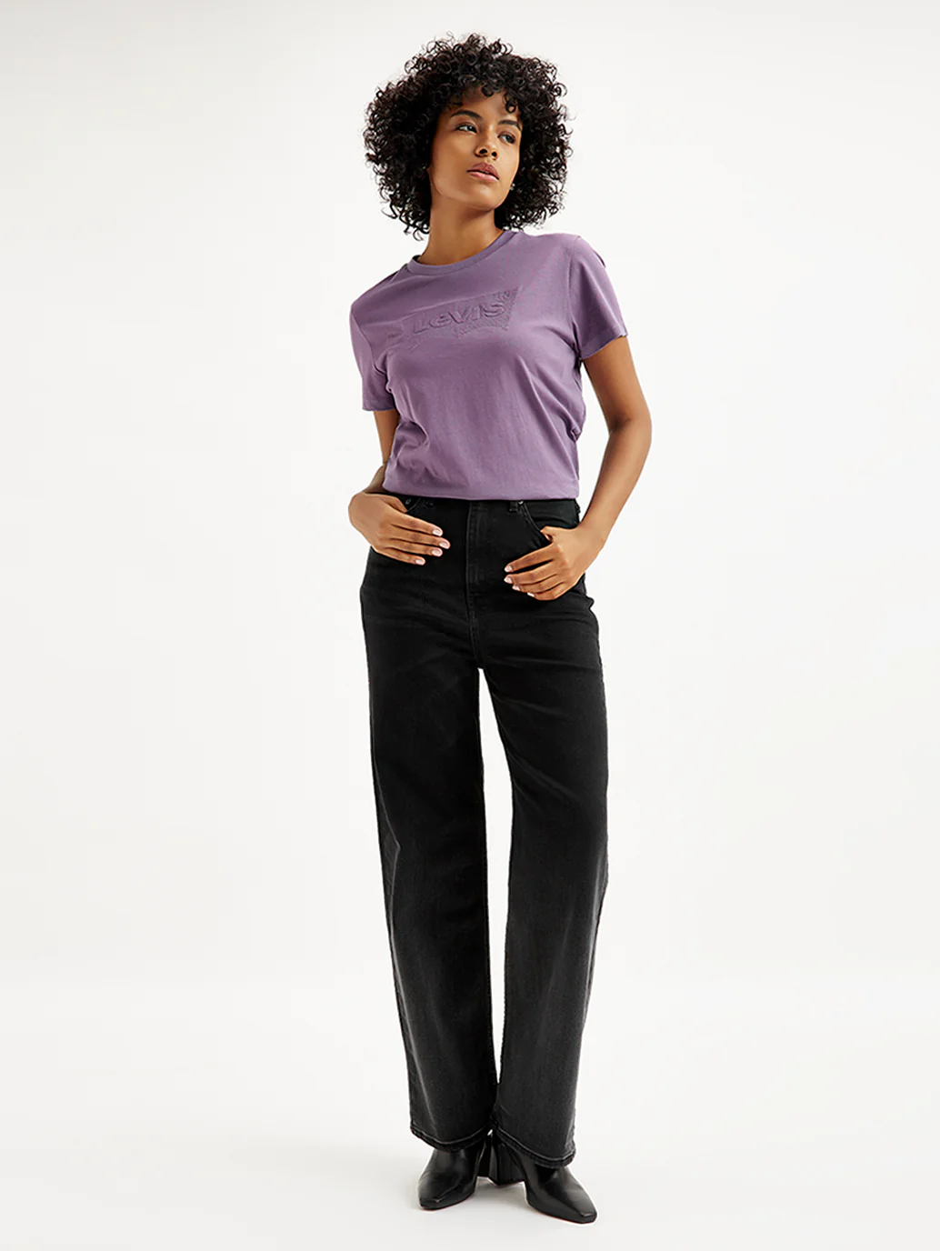 Women's Black Loose Fit High Rise Jeans - Image 2