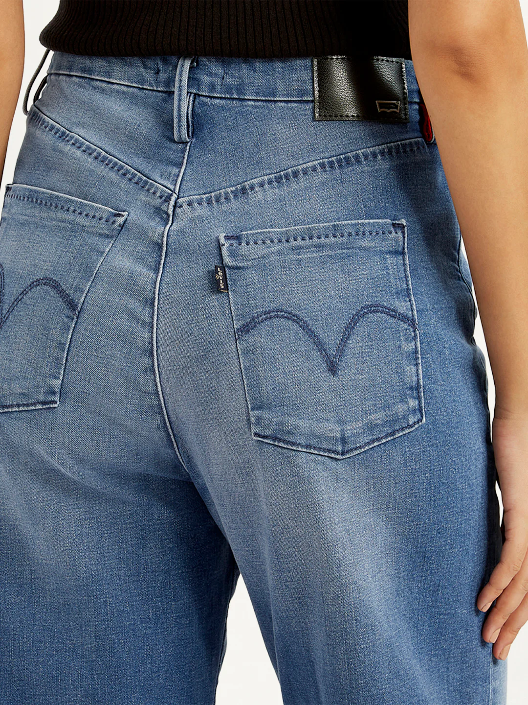 Women's Blue Loose Fit High Rise Jeans - Image 3