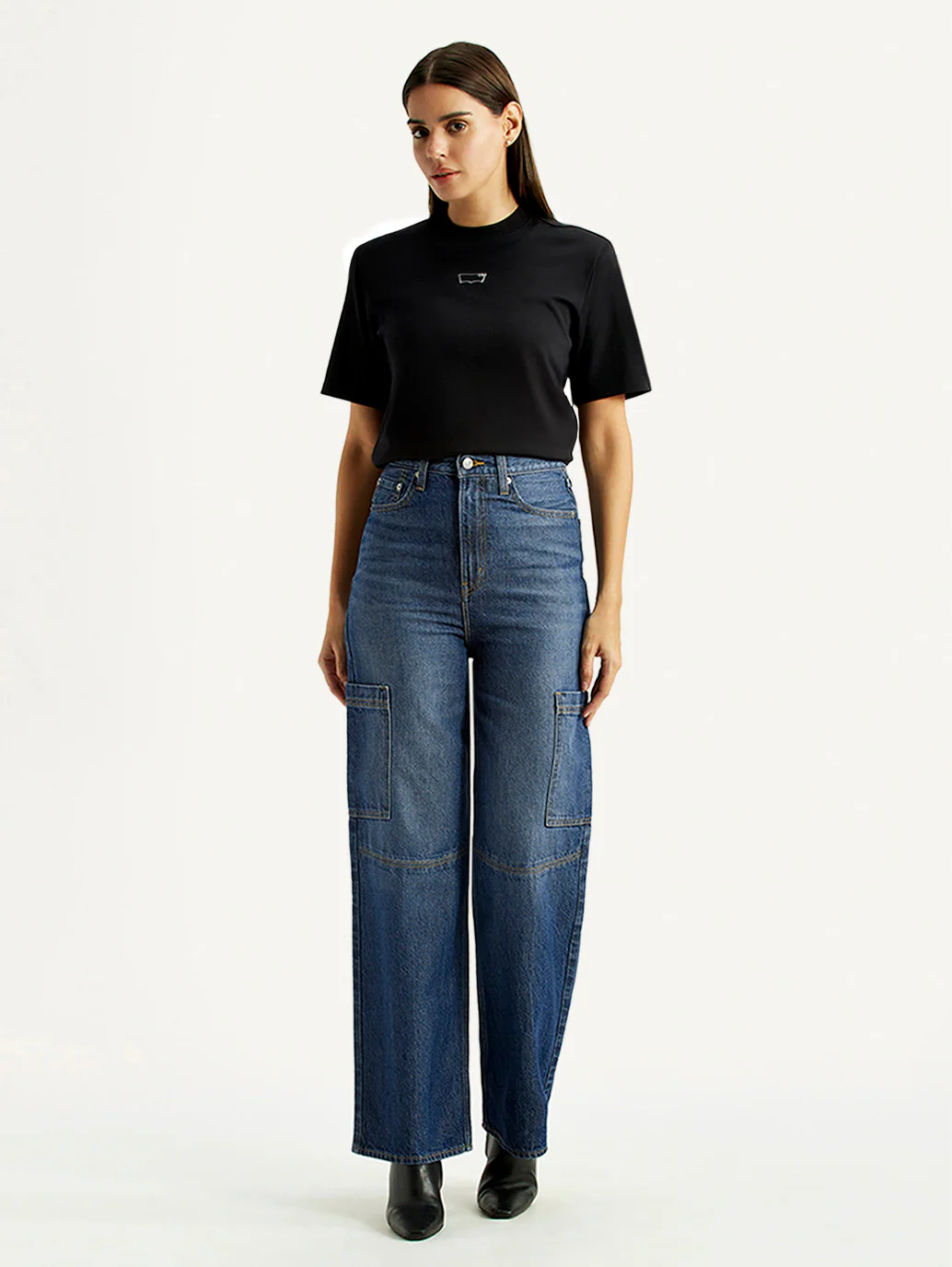 Women's Blue Loose Fit High Rise Jeans - Image 2