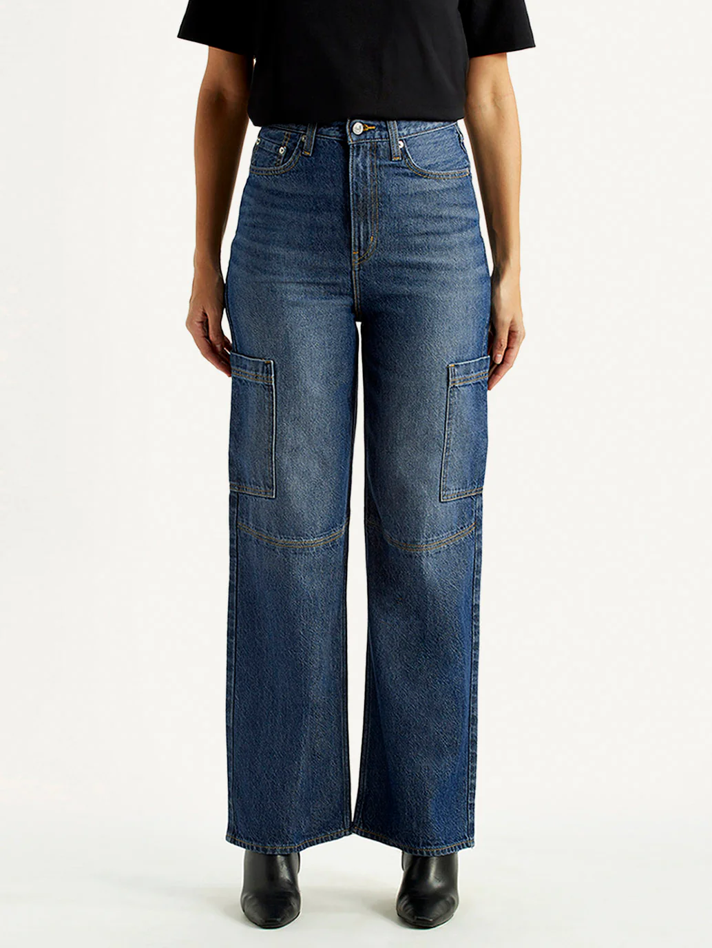 Women's Blue Loose Fit High Rise Jeans - Image 3