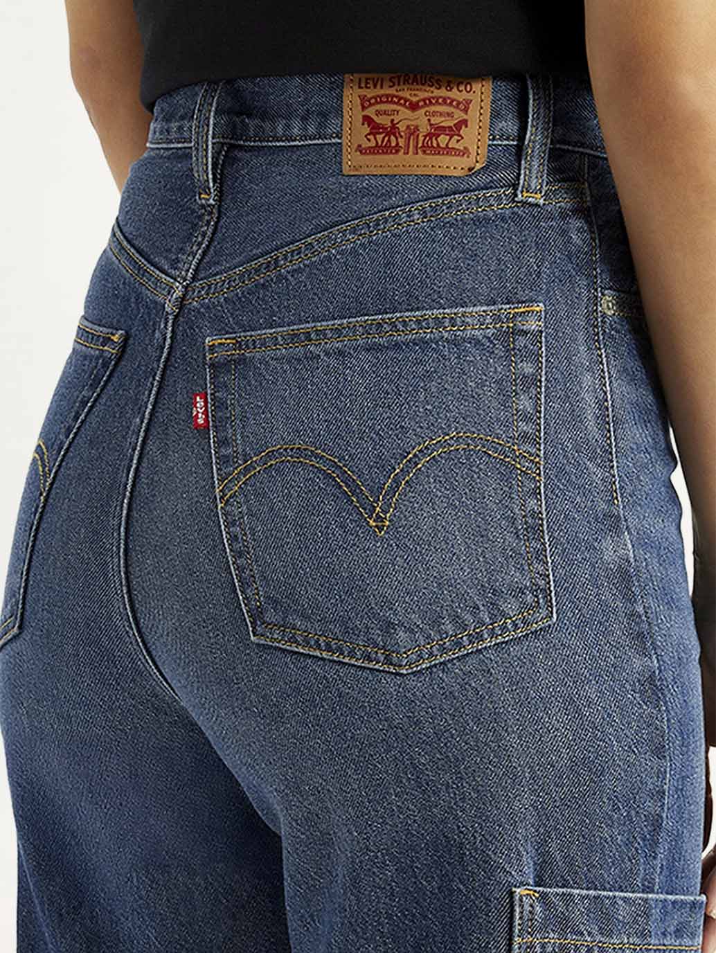 Women's Blue Loose Fit High Rise Jeans - Image 6
