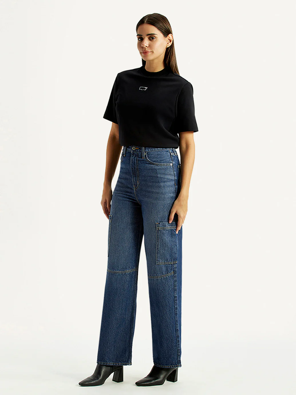 Women's Blue Loose Fit High Rise Jeans - Image 7