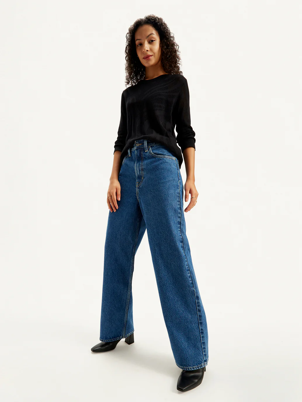 Women's Blue Loose Fit High Rise Jeans