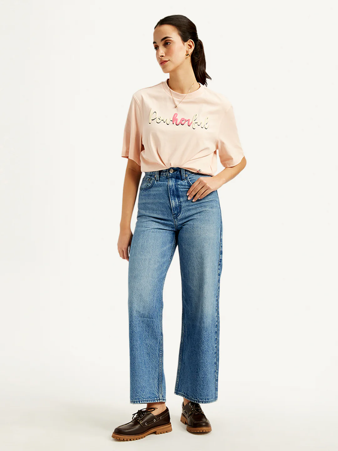 Women's Blue Loose Fit High Rise Jeans