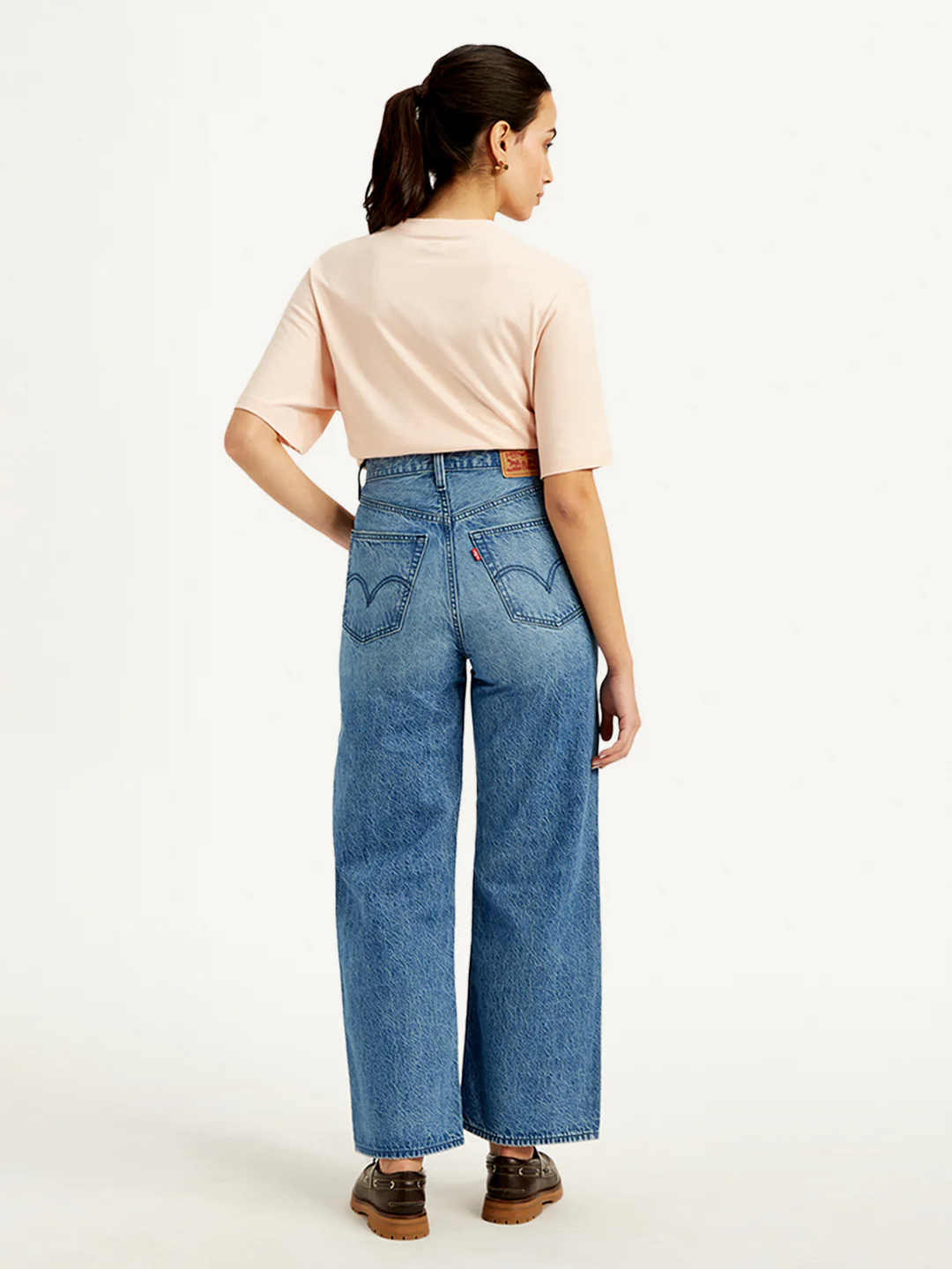 Women's Blue Loose Fit High Rise Jeans - Image 3