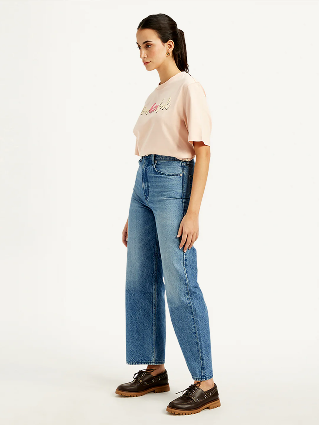 Women's Blue Loose Fit High Rise Jeans - Image 5