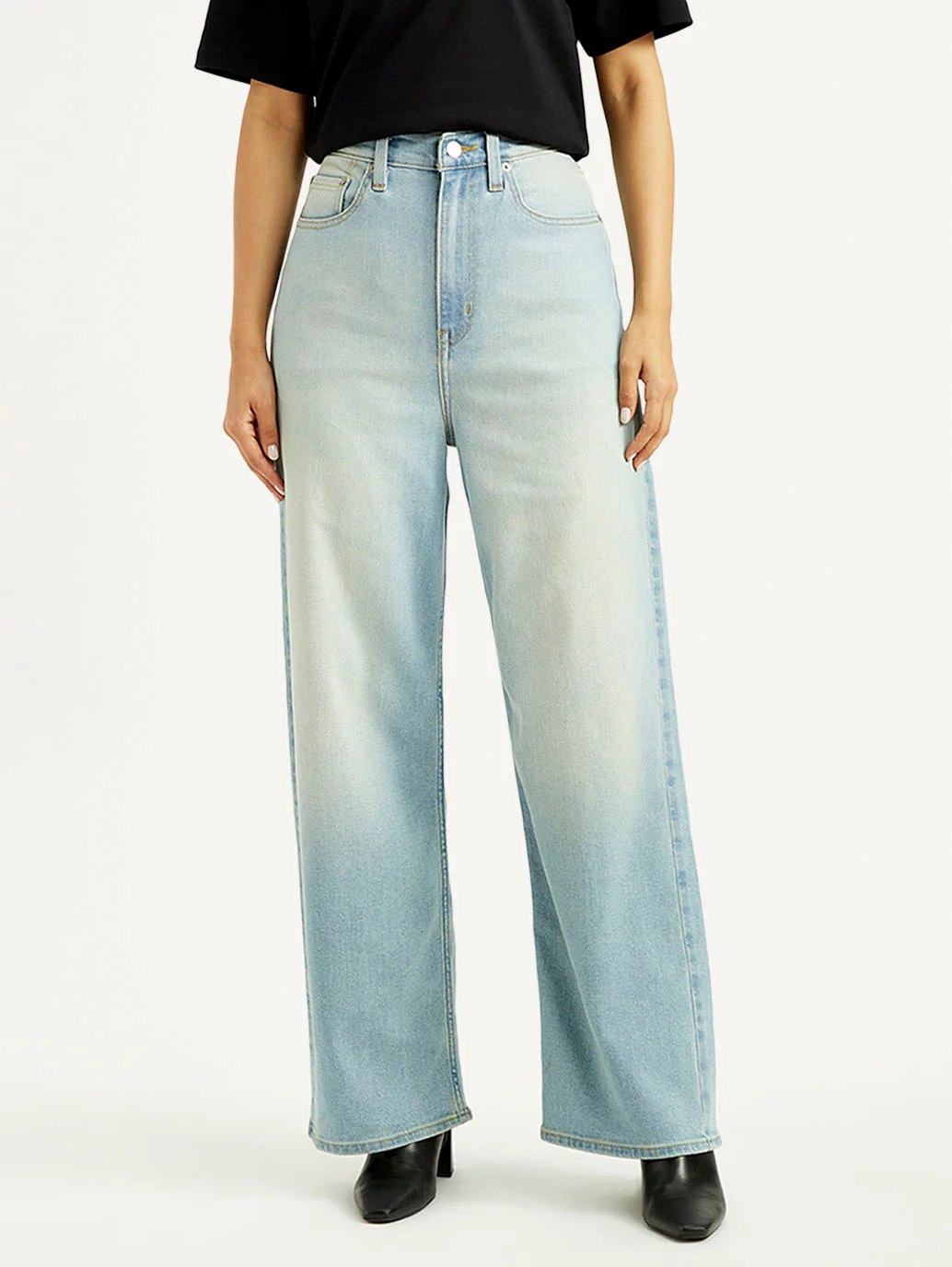 Women's Blue Loose Fit High Rise Jeans - Image 3