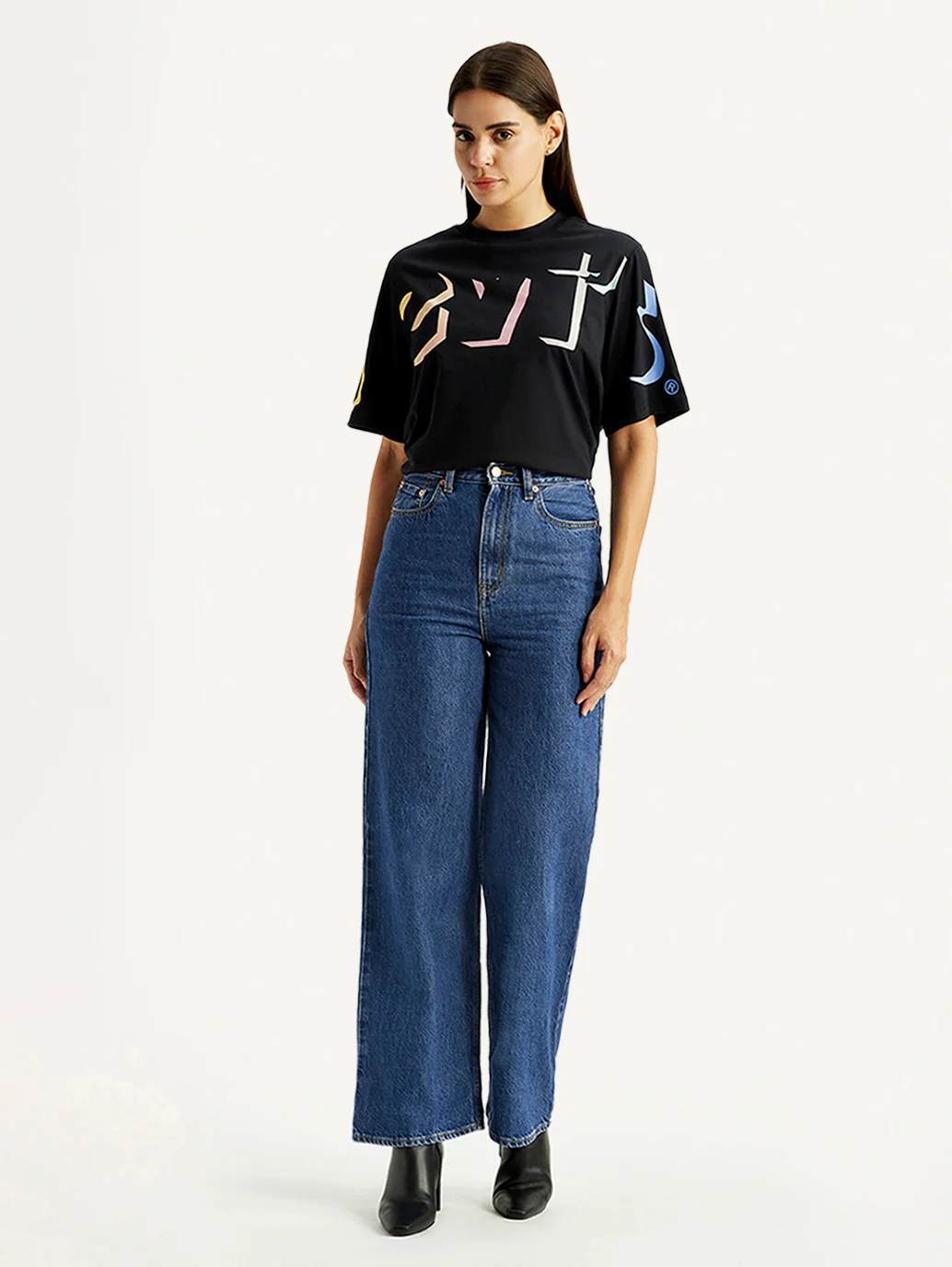 Women's Blue Loose Fit High Rise  Jeans - Image 2