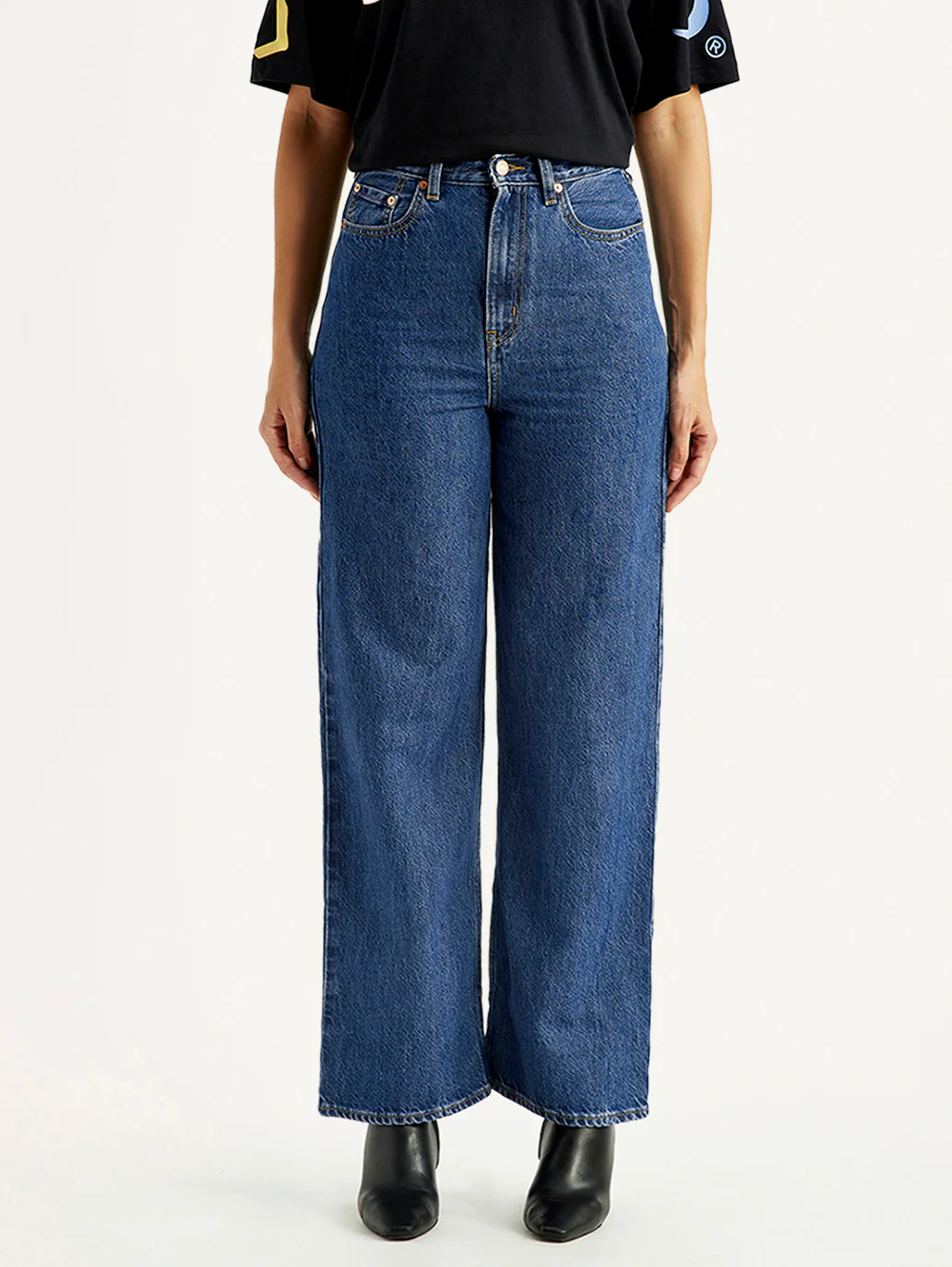 Women's Blue Loose Fit High Rise  Jeans - Image 3