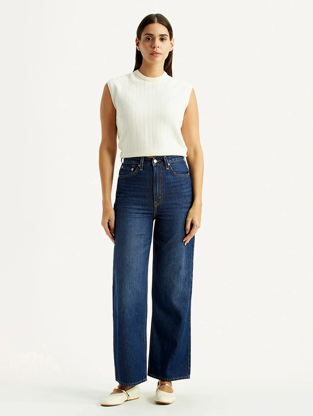 Women's Dark Blue Loose Fit High Rise Jeans - Image 2