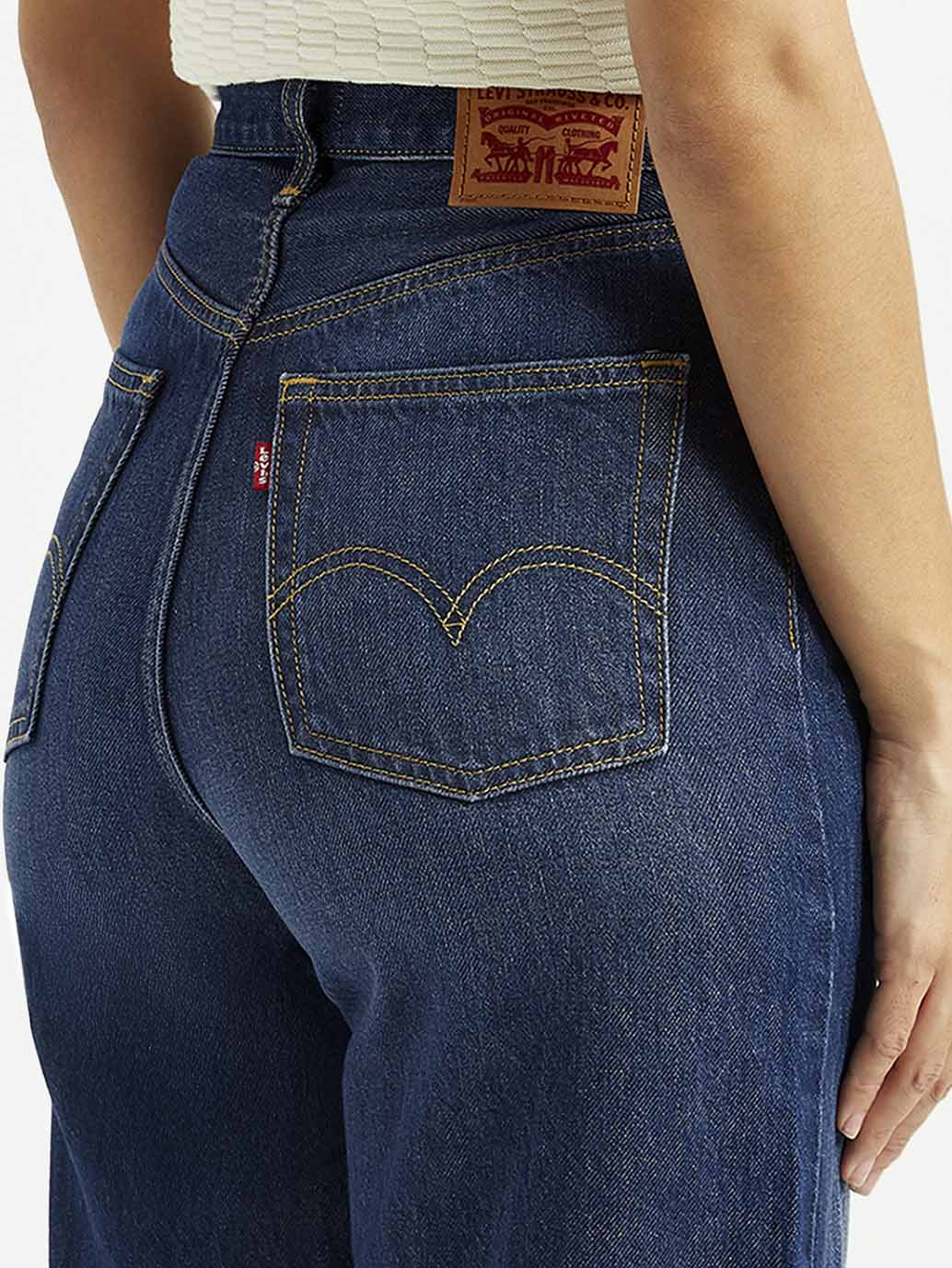 Women's Dark Blue Loose Fit High Rise Jeans - Image 6