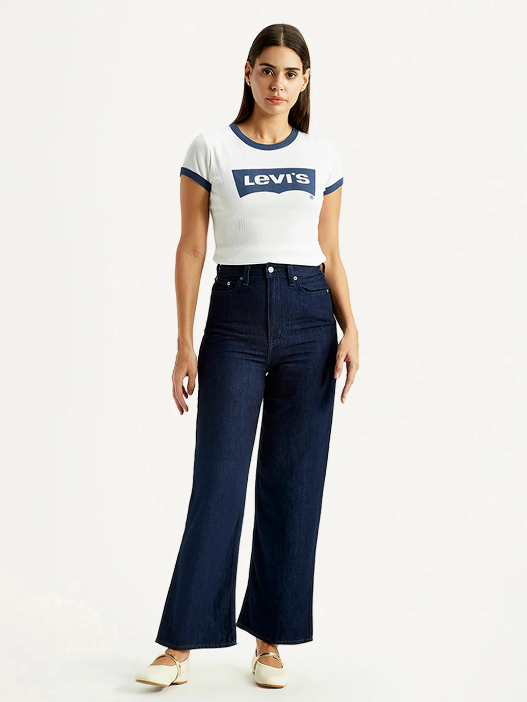 Women's Dark Blue Loose Fit High Rise Jeans - Image 2