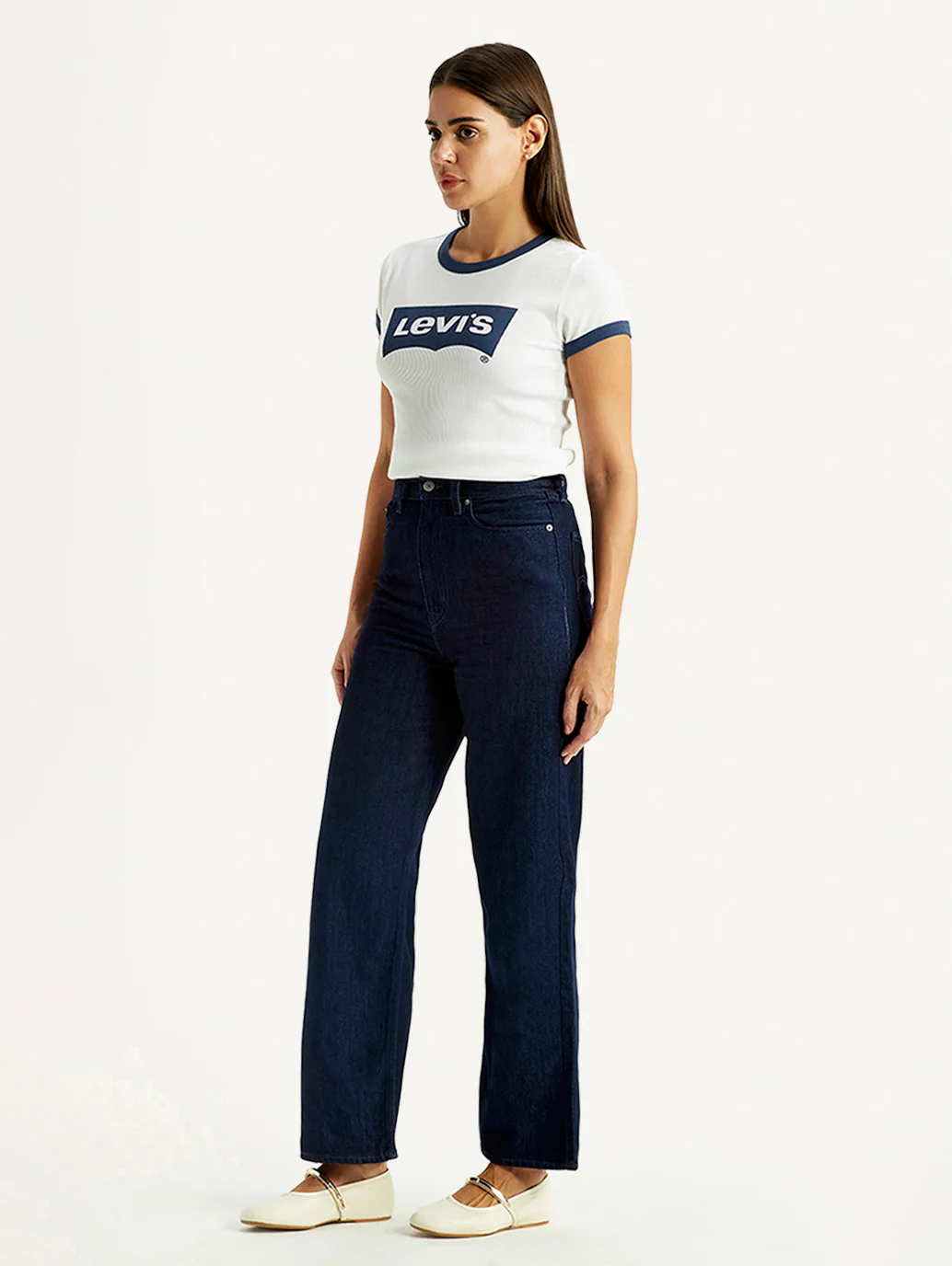 Women's Dark Blue Loose Fit High Rise Jeans - Image 6