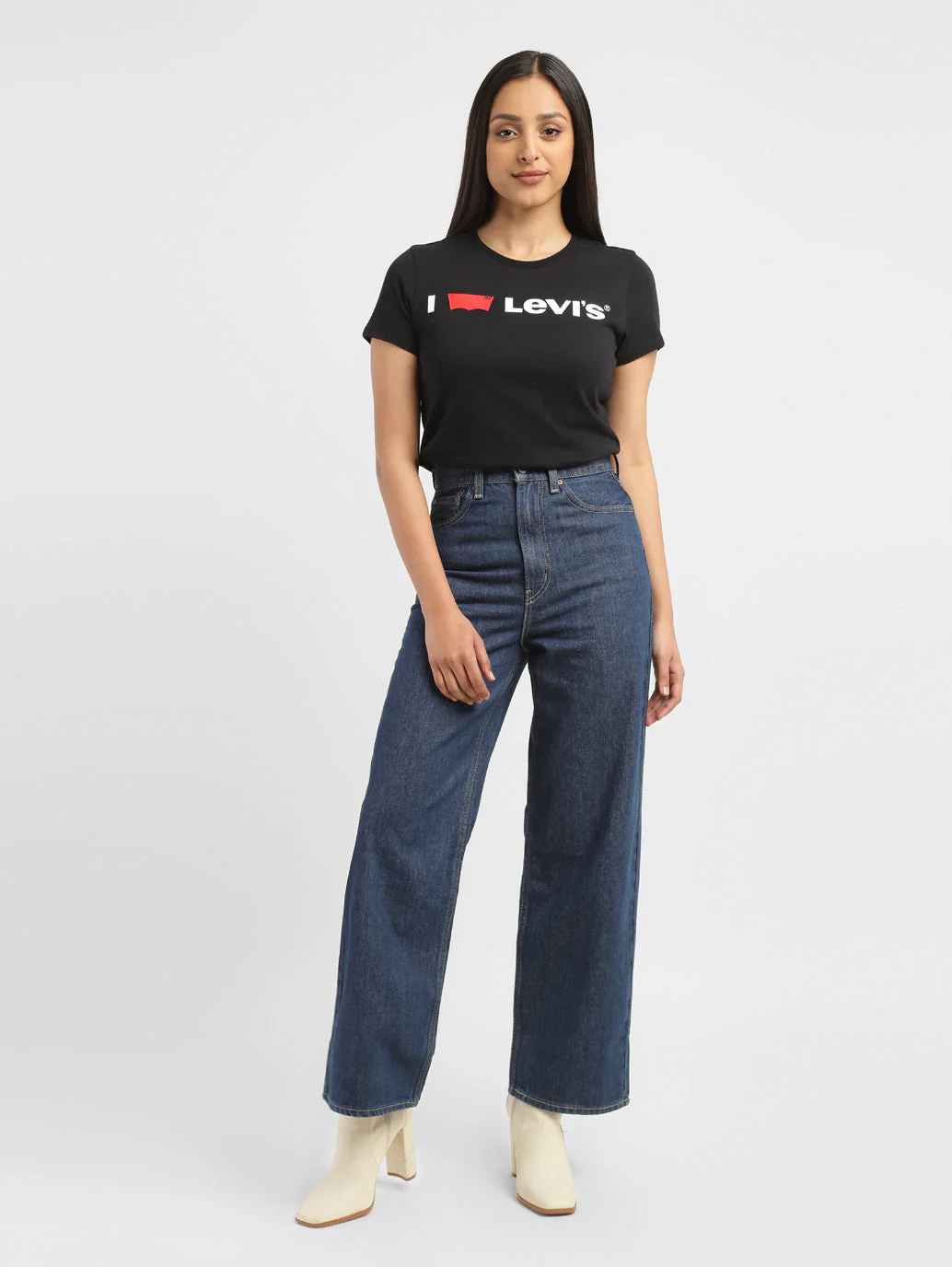 Women's Blue Loose Fit High Rise Jeans - Image 6