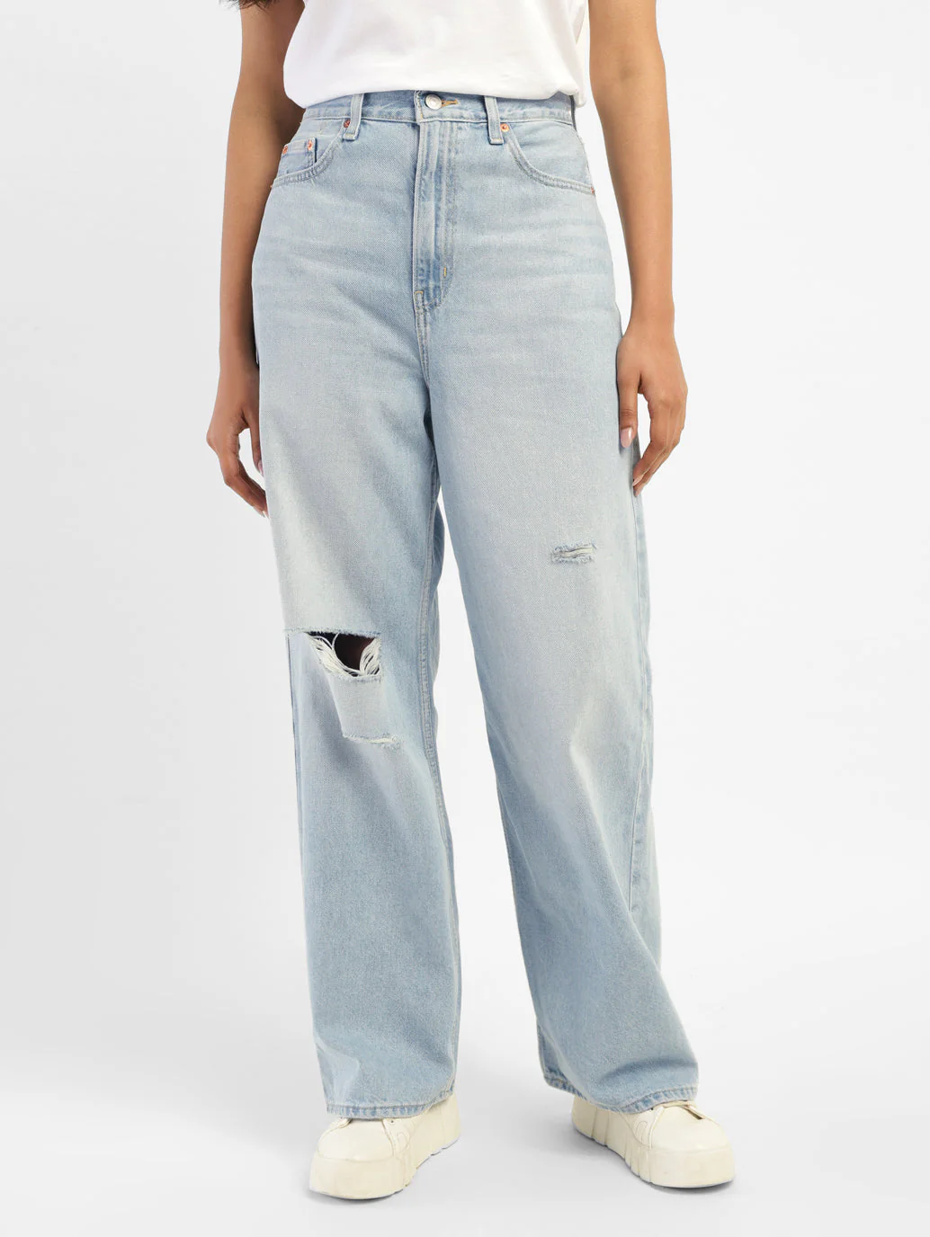 Women's Blue Loose Fit High Rise Jeans - Image 2