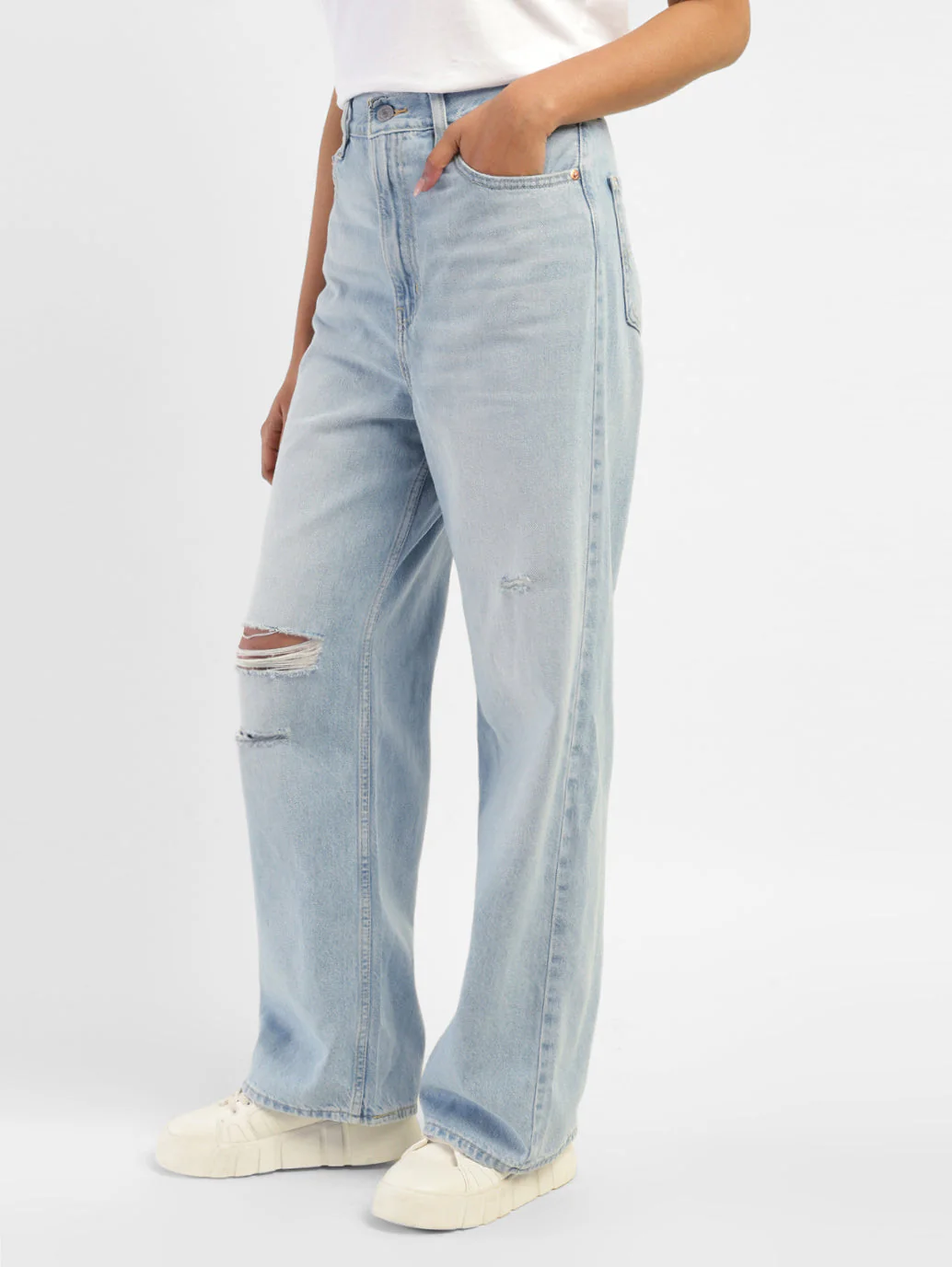 Women's Blue Loose Fit High Rise Jeans - Image 5