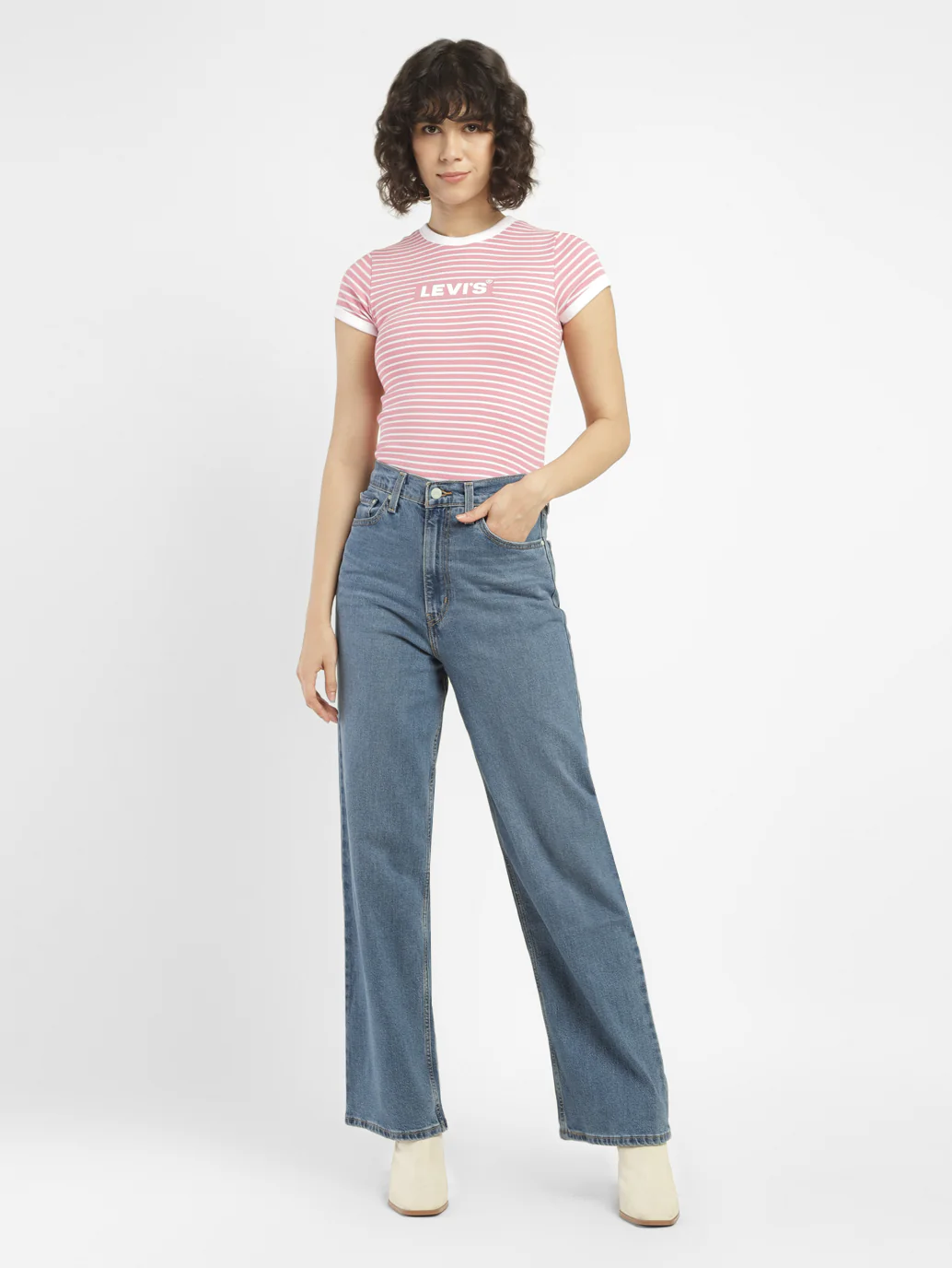 Women's Blue Loose Fit High Rise Jeans - Image 7